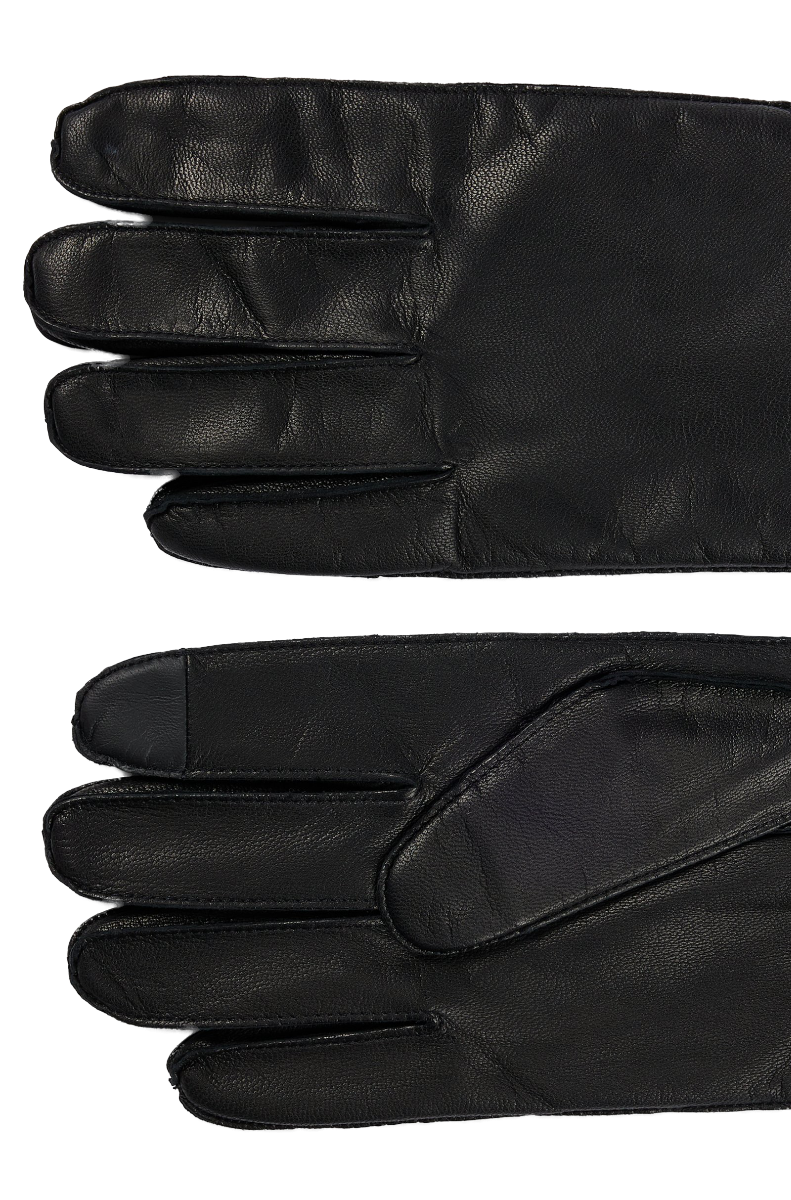 Kranton Leather gloves with metal logo lettering Black