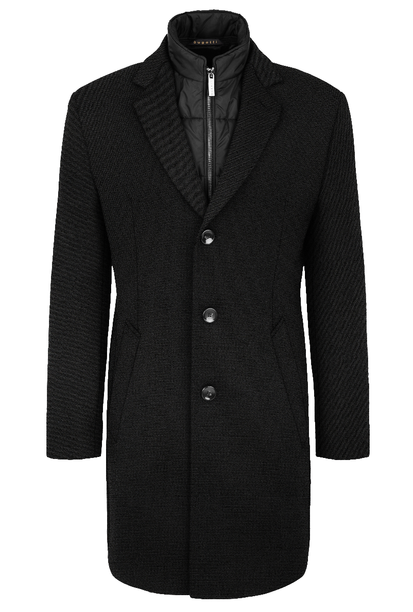 Slim Fitting Wool Coat Black