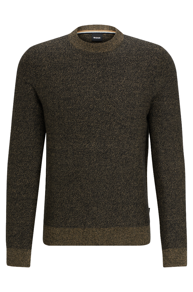 Marameo Herringbone-structured sweater in virgin wool and cotton Medium Beige