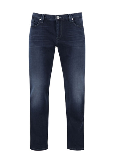 A pair of dark blue Alberto PIPE Regular Fit Jeans against a white background.