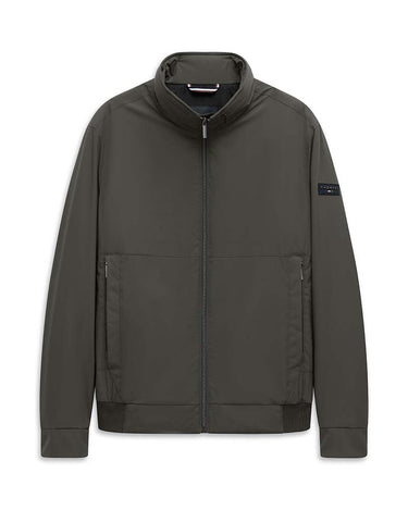 A Bugatti Blouson Jacket in Olive Green with a stand-up collar, zippered hand pockets, and a small black brand patch on the left sleeve, shown against a plain white background.