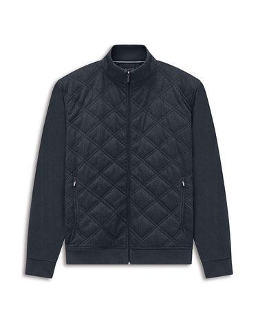A Bugatti Hybrid Jacket in Navy with a stand-up collar, shown flat against a plain white background.