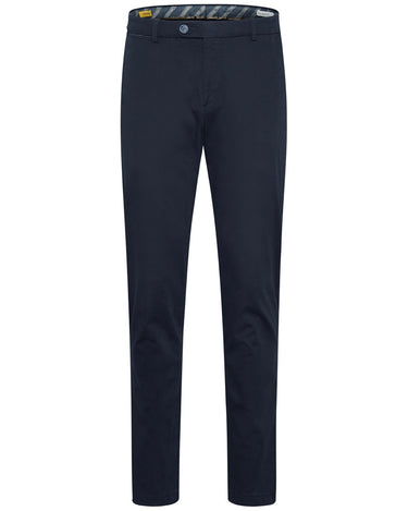 A pair of navy blue Bugatti modern fit chinos.