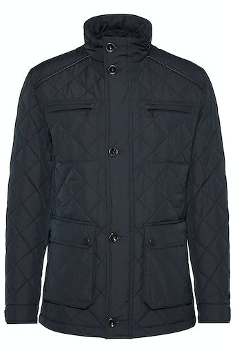 Bugatti Quilted Field Jacket, Black with button details on a white background