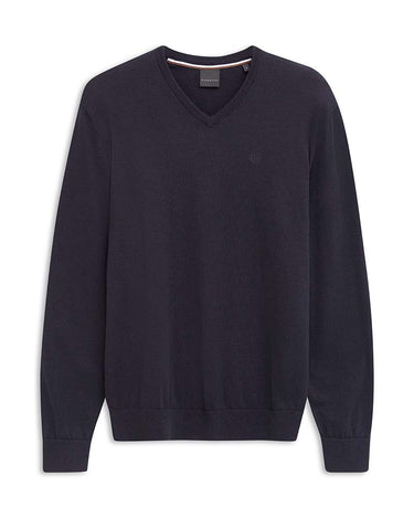 Bugatti V Neck Jumper, Navy on a white background