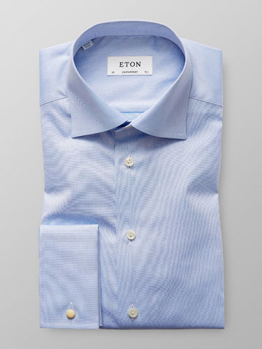 Eton French Cuff Twill Shirt, Light Blue