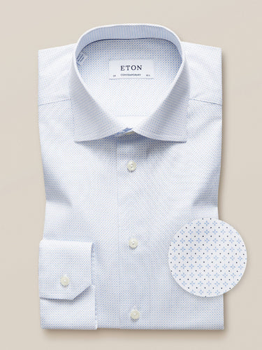 Eton Micro Print Shirt, Light Blue