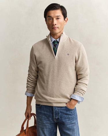 Gant Clothing Micro Textured Cotton Half Zip