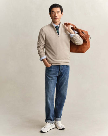Gant Clothing Micro Textured Cotton Half Zip