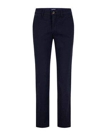 A pair of Gardeur Benito Modern Fit Chino, Marine with a front view focus on the waist area.