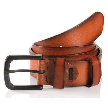 A bMonti Dallas Leather Belt, Cognac with a black buckle, displayed on a white background.