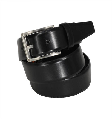 A Monti London Business Belt, Black with a metal buckle, made of leather and polyurethane.