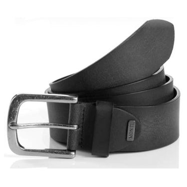 A Monti Nashville Leather Belt, Navy with a metallic buckle, branded with 'Monti'.