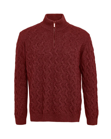 A SAND Ibro Cashmere Blend Half Zip, Red with a mock neck collar, shown on a plain white background.