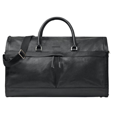 A Saddler Orlando Weekend Garment Bag, Black with a shoulder strap and a tassel detail.