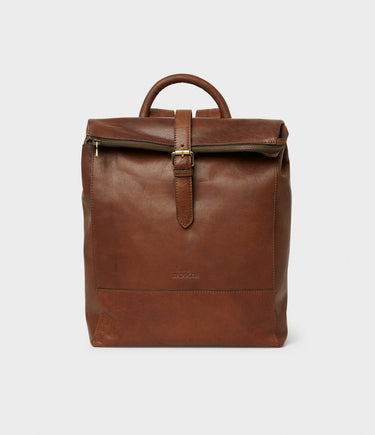 Saddler Palermo Leather Backpack, Brown on a light gray background