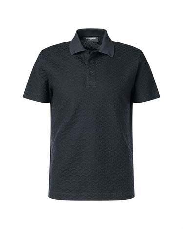 A Strellson Mato Cotton Polo, Dark Blue with a subtle textured pattern, shown on a plain white background.