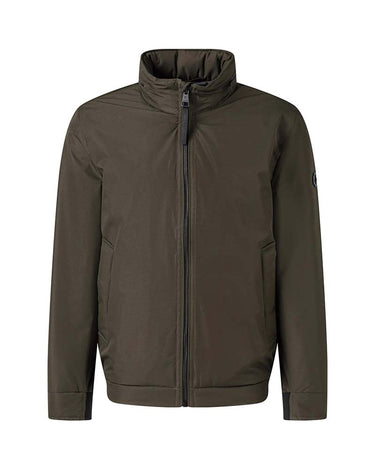 An Strellson Padded Light Jacket, Beige with a stand-up collar, displayed on a clean white background.