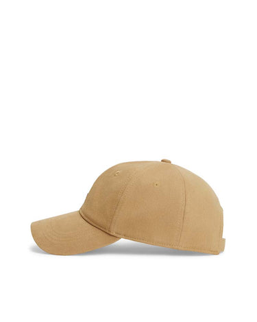 A Tommy Hilfiger 1985 Brushed Baseball Cap, Camelin a warm tan or camel color, shown from a side profile view against a plain white background.