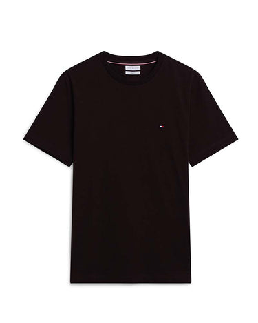 A Tommy Hilfiger Flag Cotton T-Shirt, Brown with a small red, white, and blue Tommy Hilfiger flag logo on the left chest, displayed flat against a solid white background.
