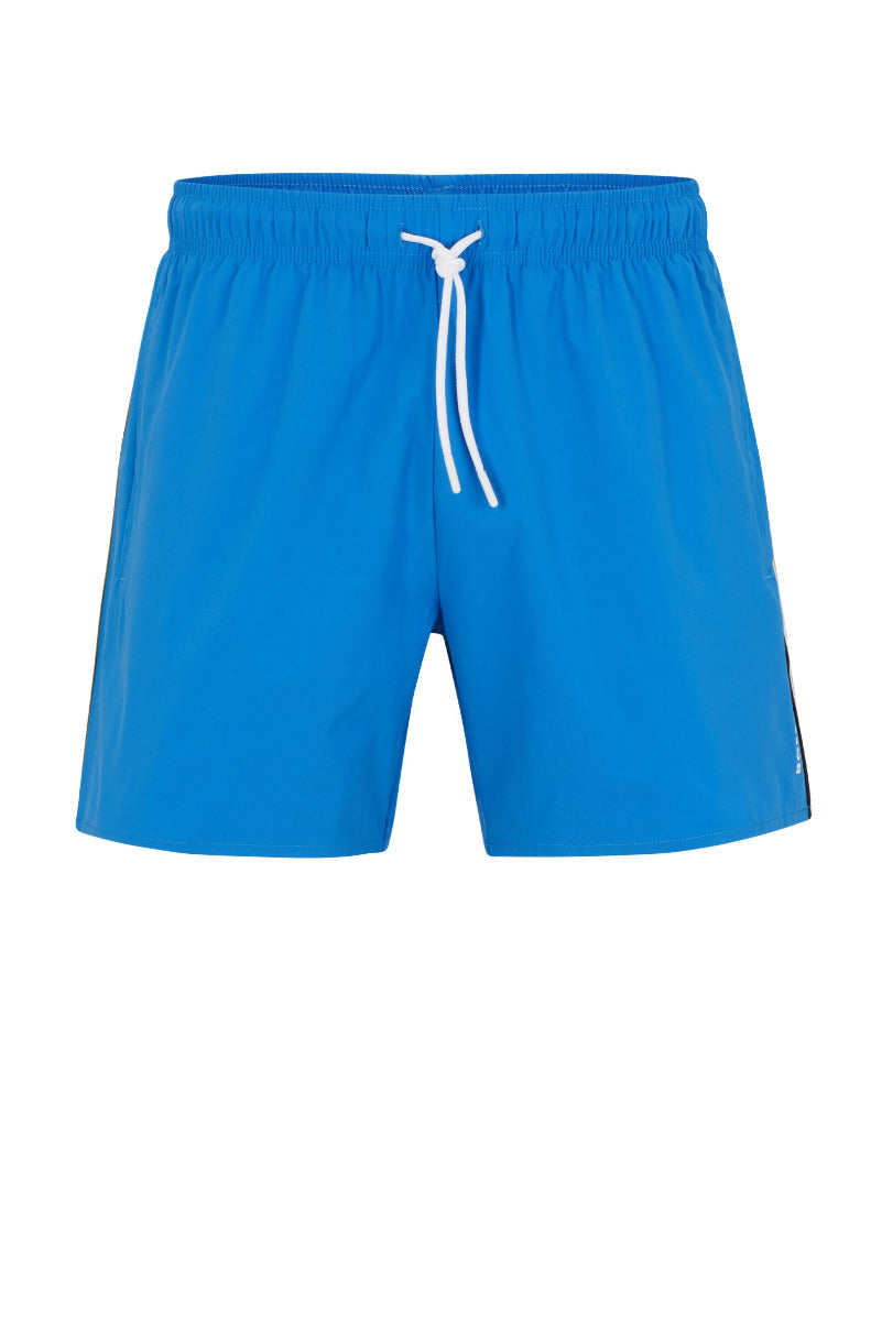 Iconic Recycled-material swim shorts with signature stripe and logo