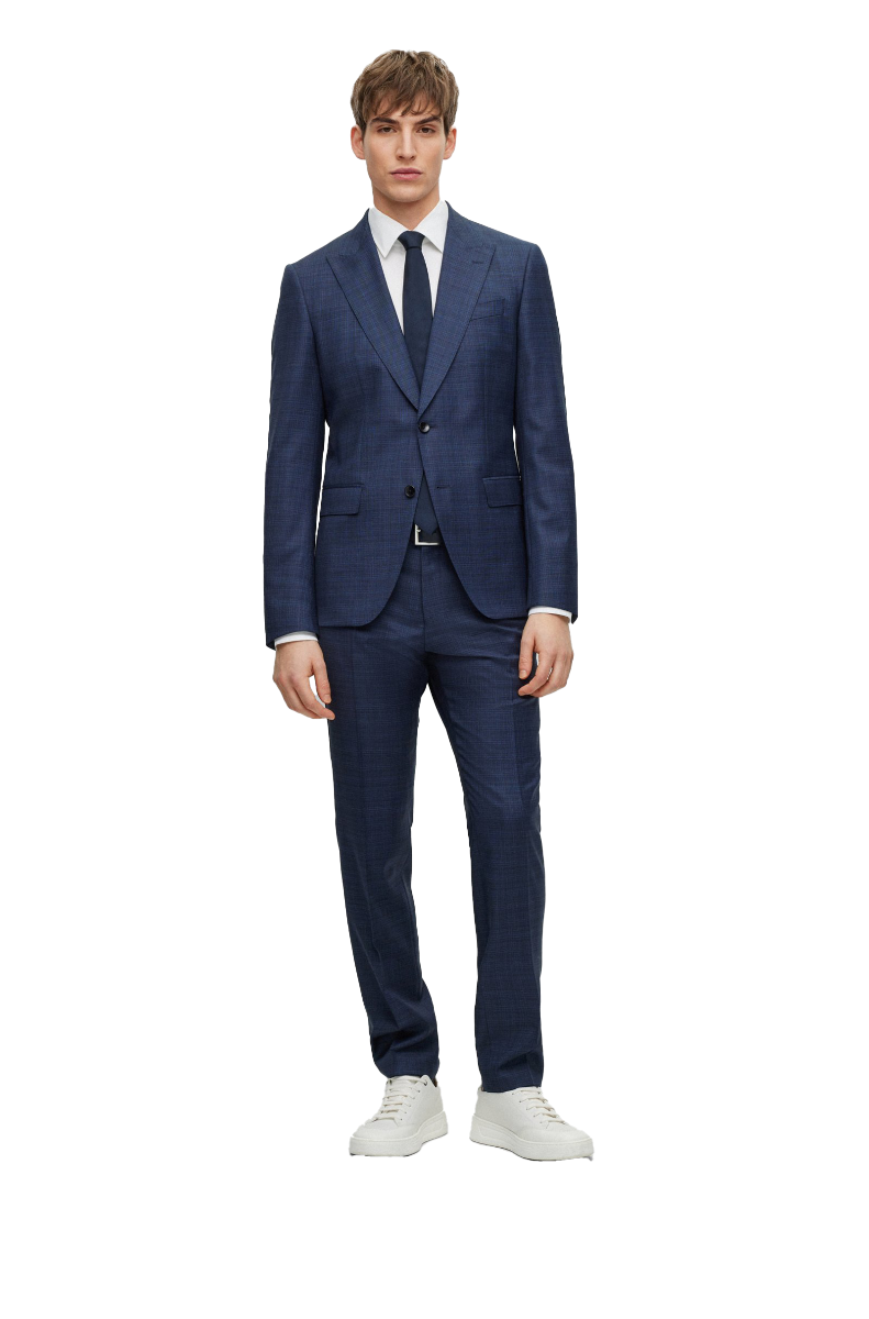 H_Huge-2PC-Peak Slim-fit suit in patterned stretch wool