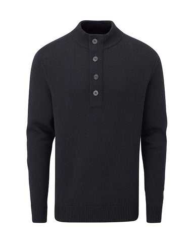 Alan Paine Hunwick Merino Button & Zip Mock Neck