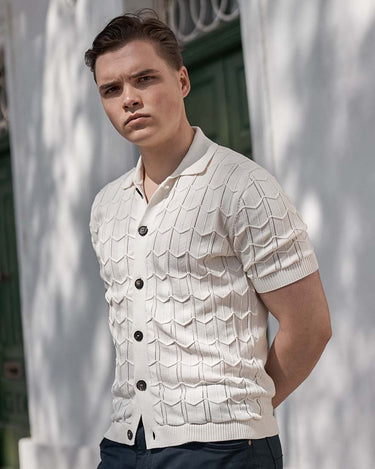 Lorenzoni Button Through Short Sleeve Knit