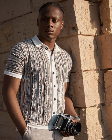 Lorenzoni Button Through Short Sleeve Knit