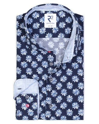 R2 Floral Print Linen Shirt