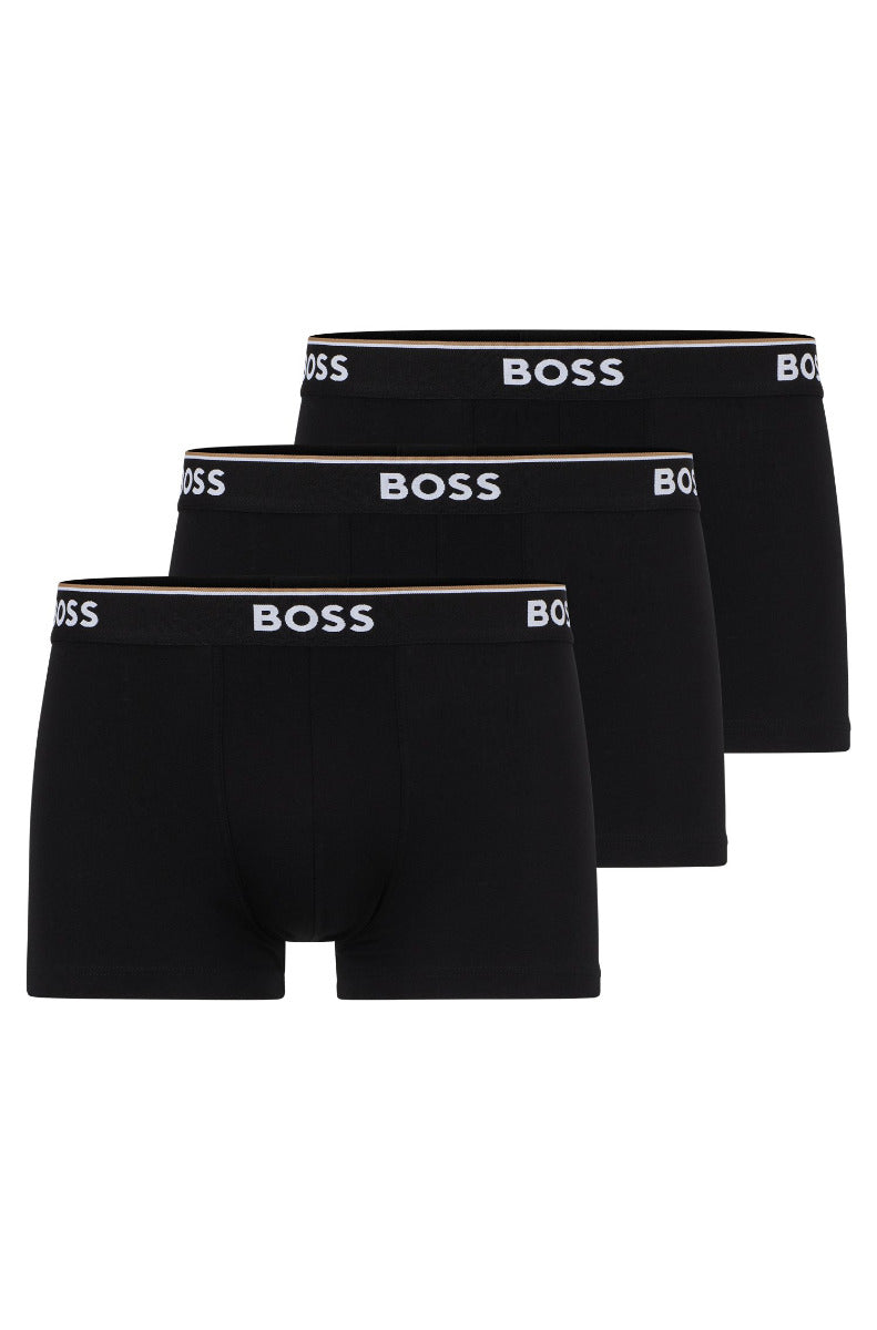 Three-pack of stretch-cotton trunks with logo waistbands Black