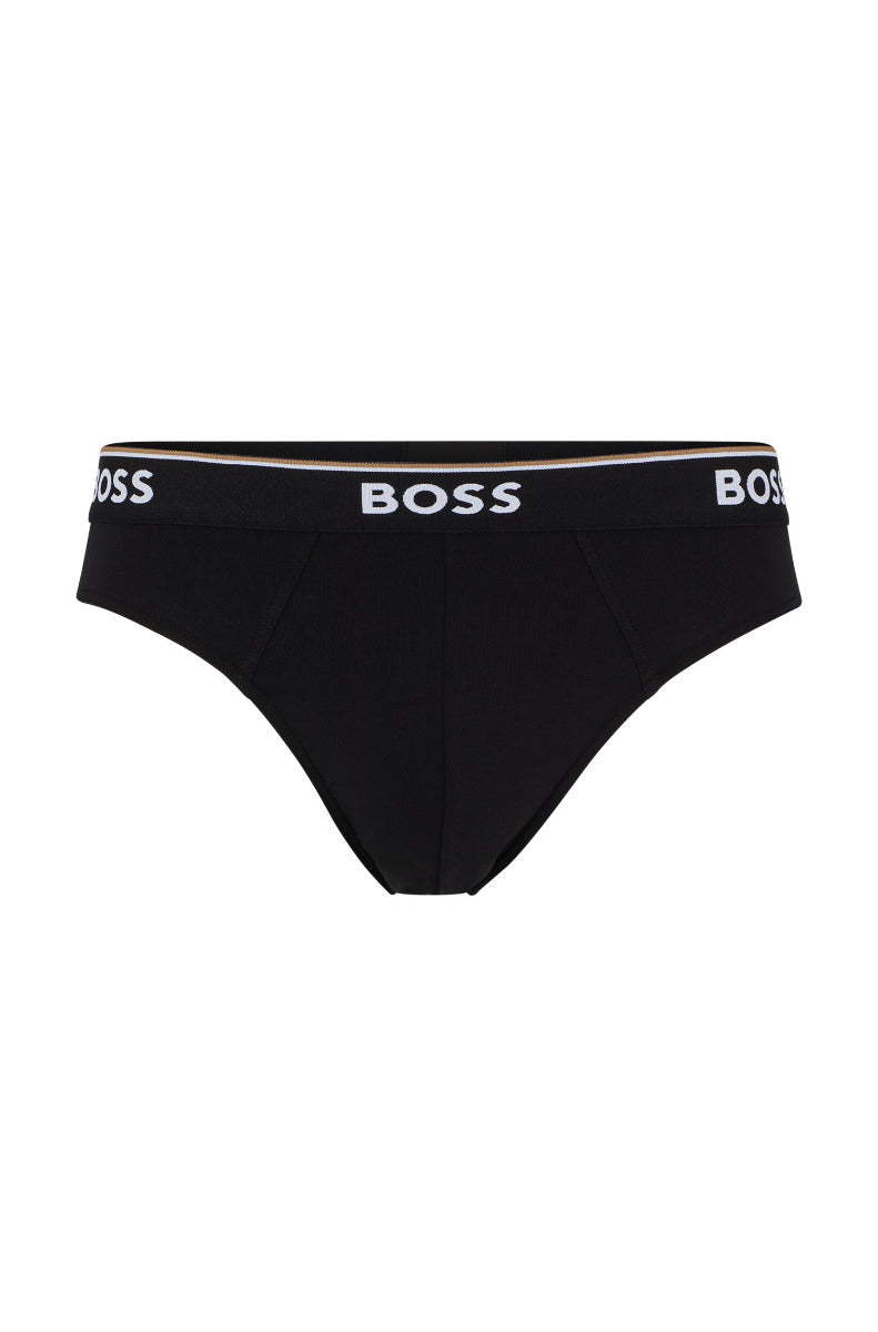 Three-pack of stretch-cotton briefs with logo waistbands Black