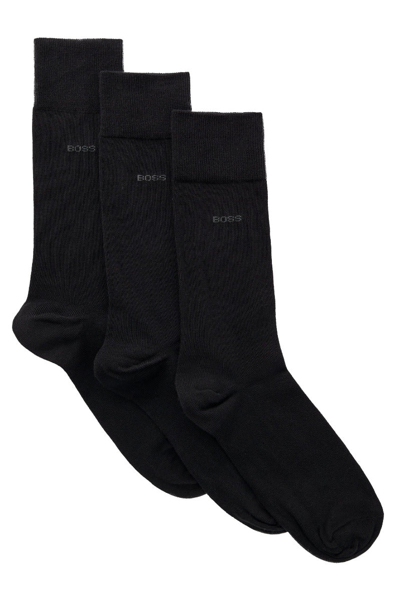 Three-pack of regular-length socks in stretch fabric Black