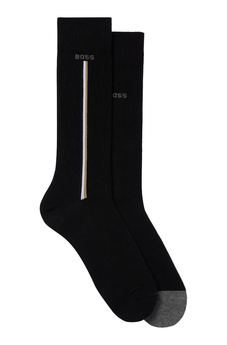 Two-pack of regular-length organic-cotton-blend socks Black