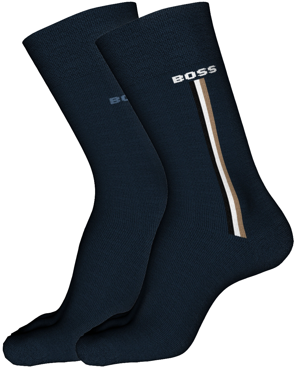 Two-pack of regular-length organic-cotton-blend socks Dark Blue