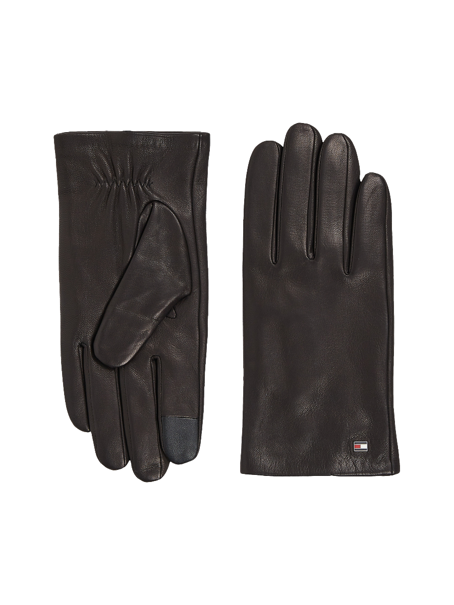 Essential Enamel Flag Leather Gloves Black