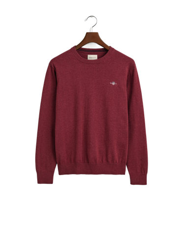 Gant Clothing Classic Cotton Crew Neck Sweater Bordo available at