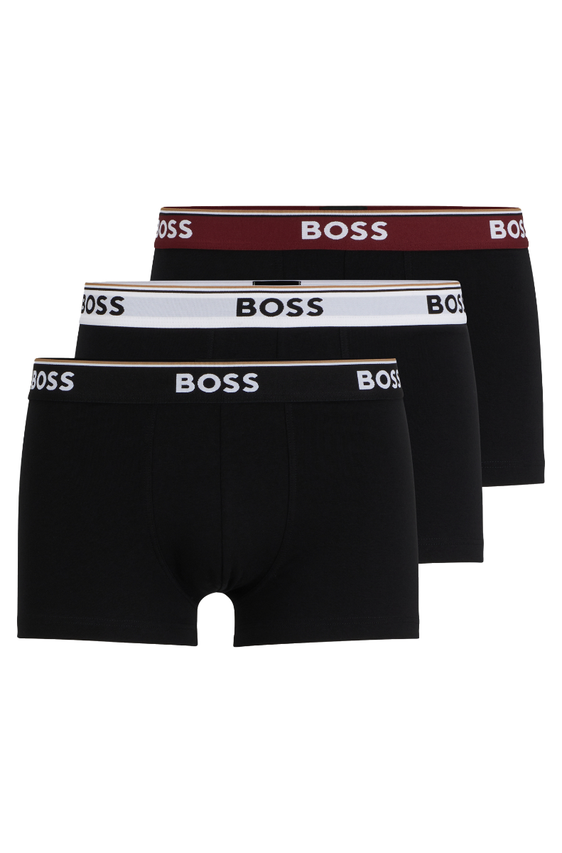 Three-pack of stretch-cotton trunks with logo waistbands Assorted