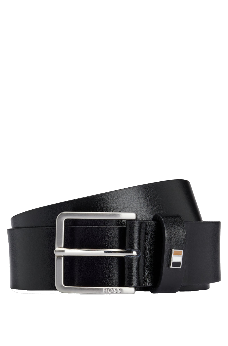 Ther-Flag Italian-leather belt with signature-stripe hardware Black