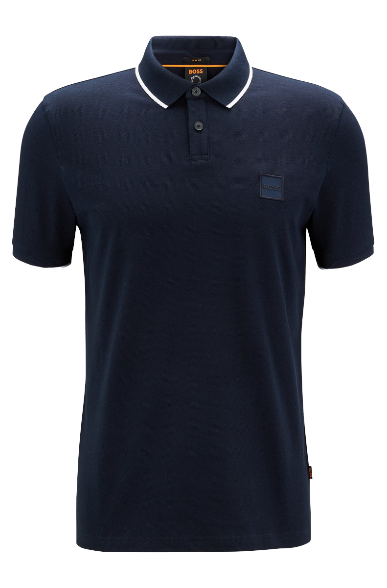Passertip stretch-cotton slim-fit polo shirt with logo patch Dark Blue