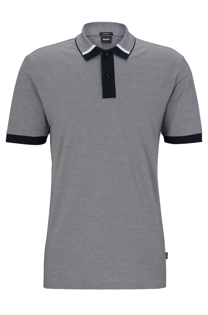 Parley 192 Regular-fit polo shirt with two-tone micro pattern Dark Blue