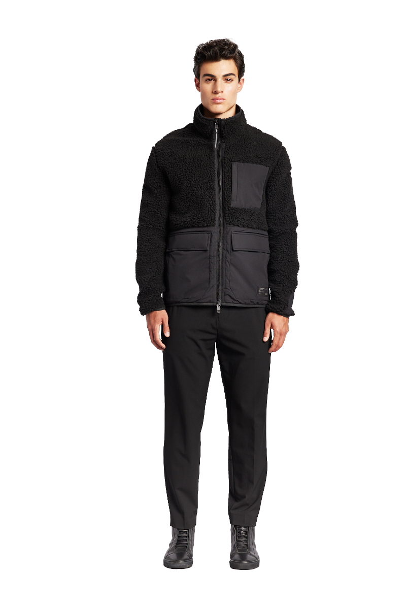 Nobis Kepler Midlayer Berber Zip Front Sweater Jacket Black
