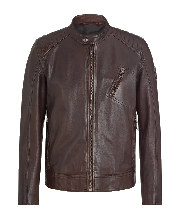 V Racer Cheviot Leather Jacket Ebony