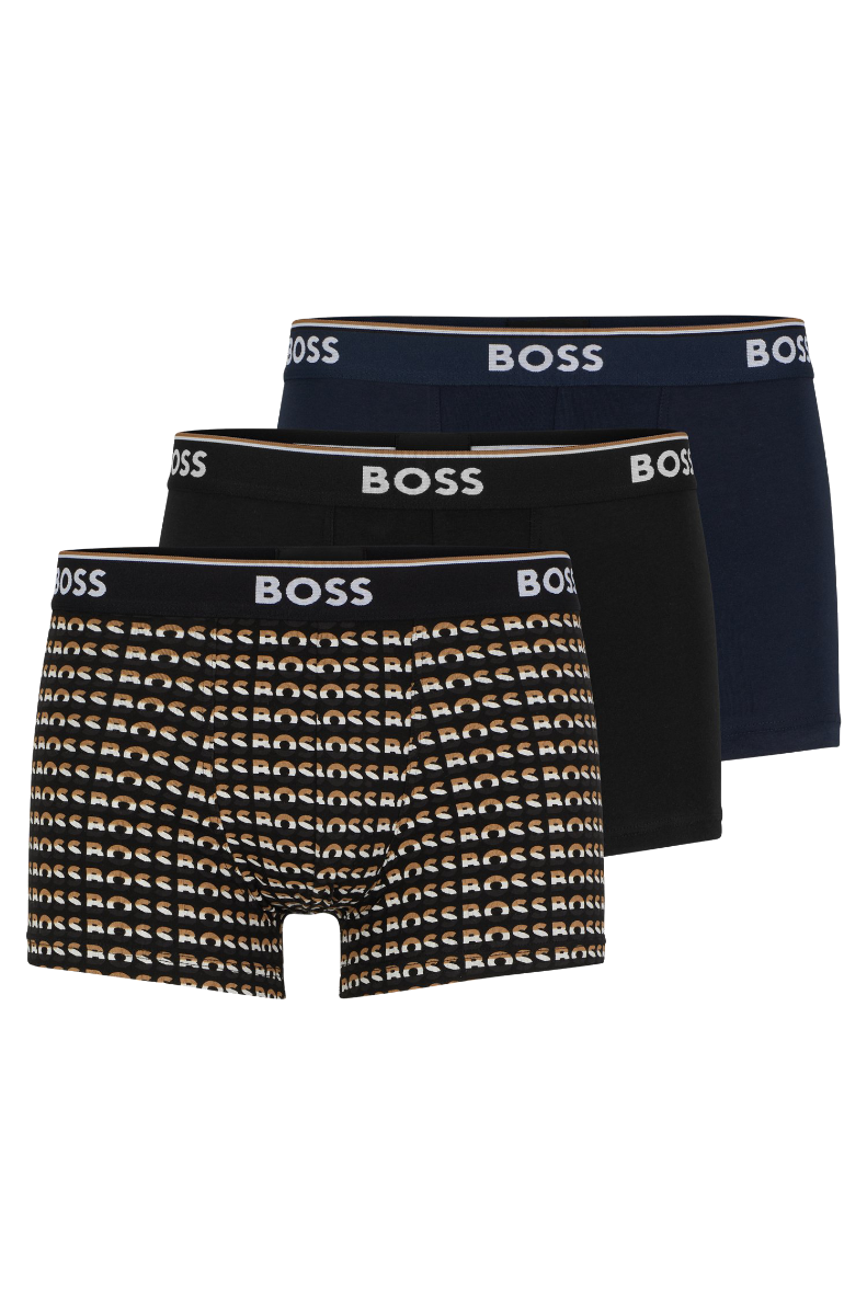 Three-pack of logo-waistband trunks in stretch cotton Multi