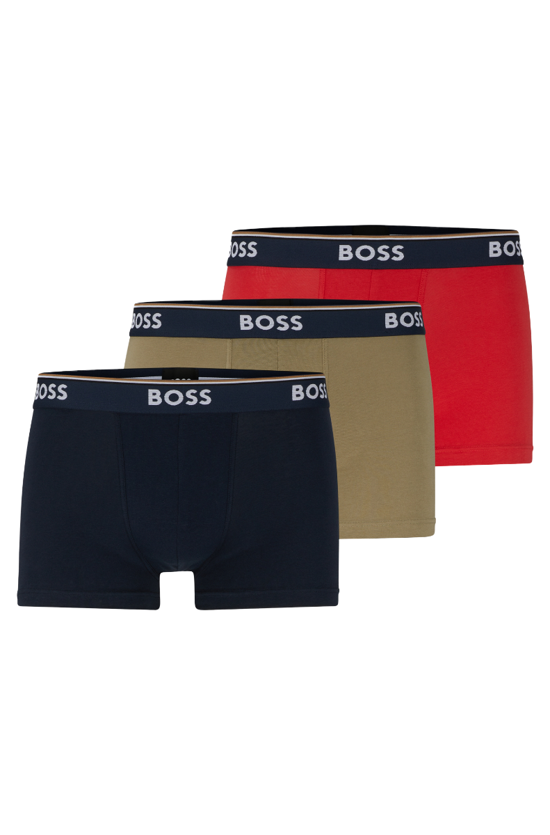 Three-pack of stretch-cotton trunks with logo waistbands Multi
