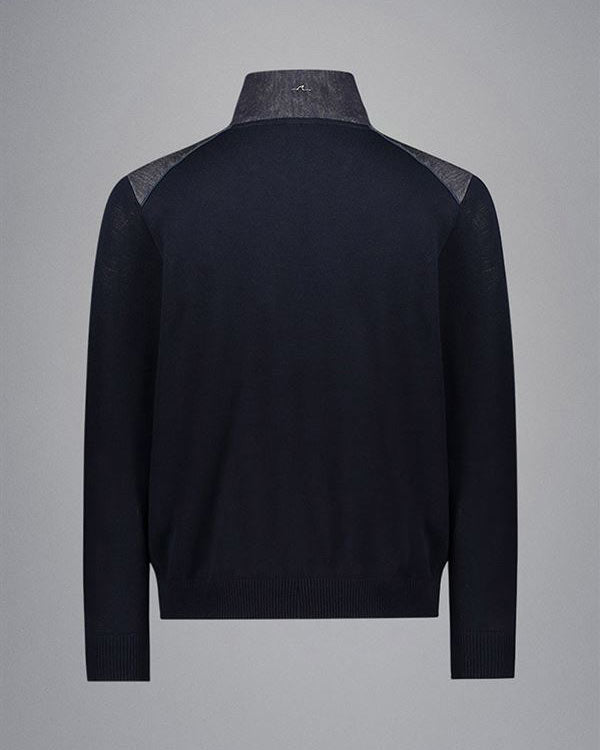 Paul & Shark Denim details Cool Touch wool half zip sweater