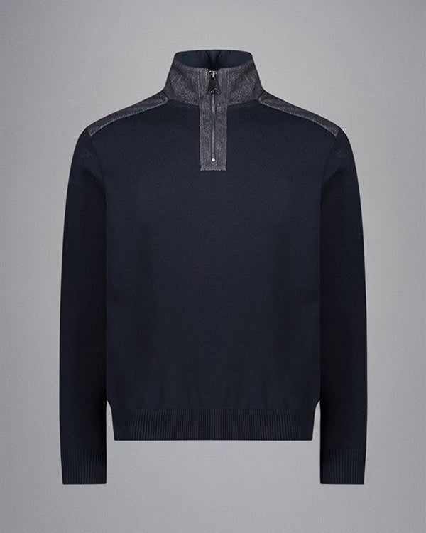 Paul & Shark Denim details Cool Touch wool half zip sweater