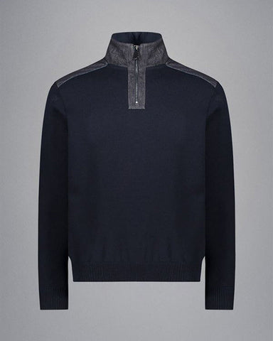 Paul & Shark Denim details Cool Touch wool half zip sweater