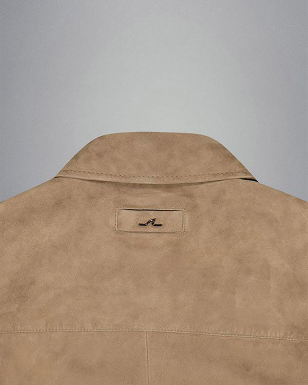 Paul & Shark Aqualeather suede shacket with Shark fin