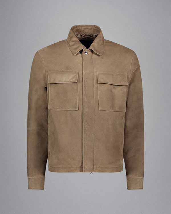 Paul & Shark Aqualeather suede shacket with Shark fin